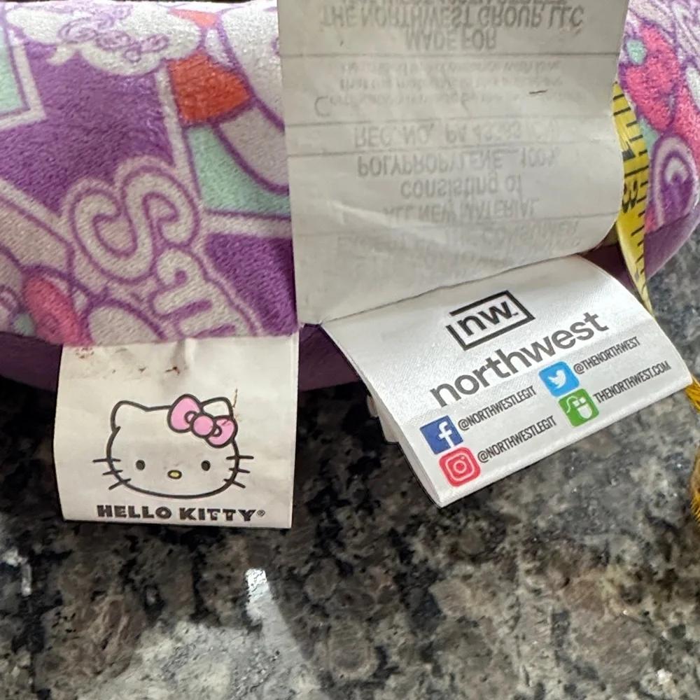Hello Kitty Purple and Pink Plush Travel Neck Pillow EUC